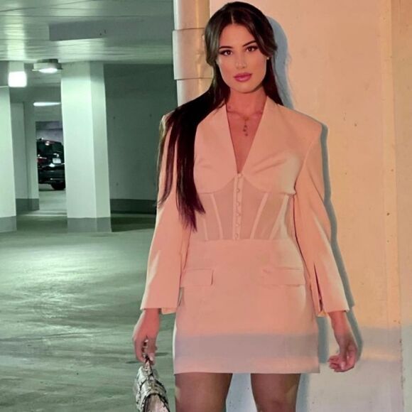 ZARA CORSET BLAZER DRESS BEIGE - Picture 3 of 17